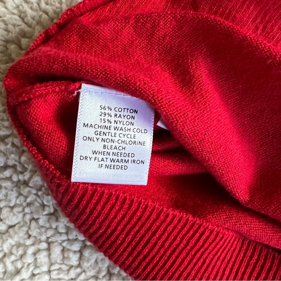 Loft back button long sleeved cotton rayon nylon jewel neck sweater S red - Picture 6 of 6